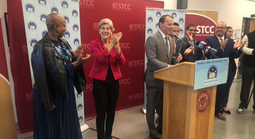 Sen. Elizabeth Warren, Rep. Ayanna Pressley draw big crowd at STCC for ‘Student Debt Cancellation’ tour stop