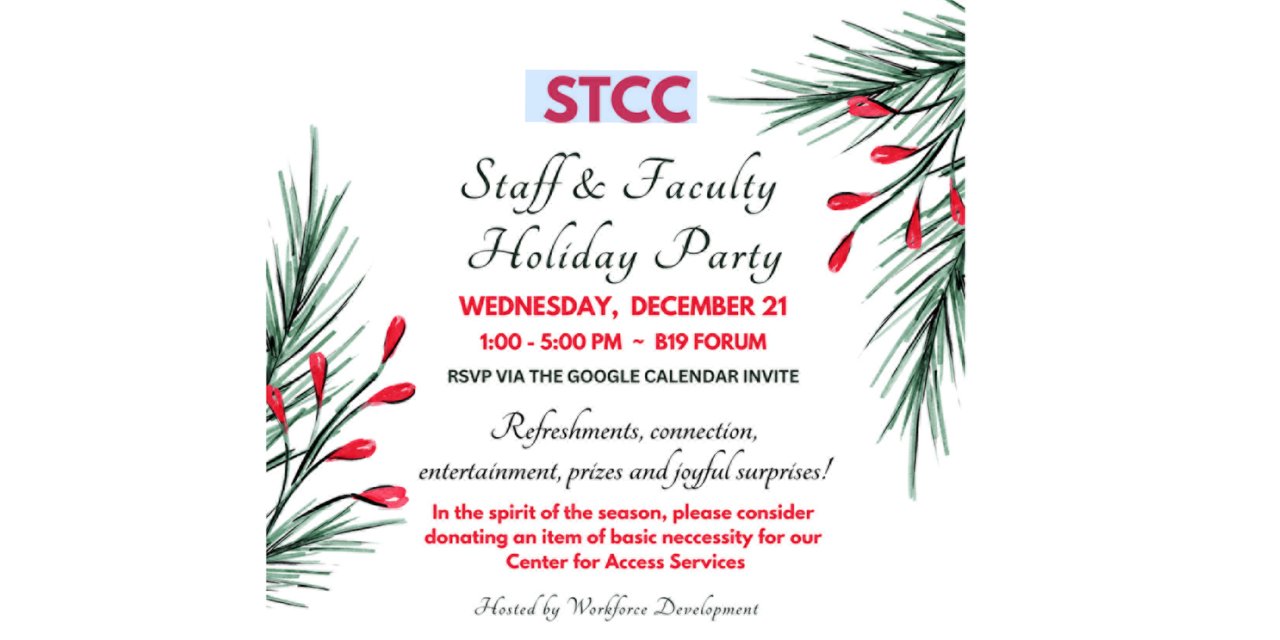 Join us for the holiday party Dec. 21!