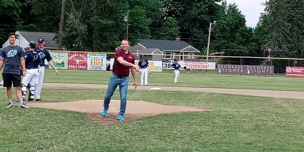 Dr. Cook throws out first pitch at Westfield Starfires game