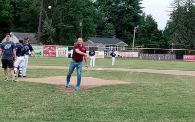 Dr. Cook throws out first pitch at Westfield Starfires game