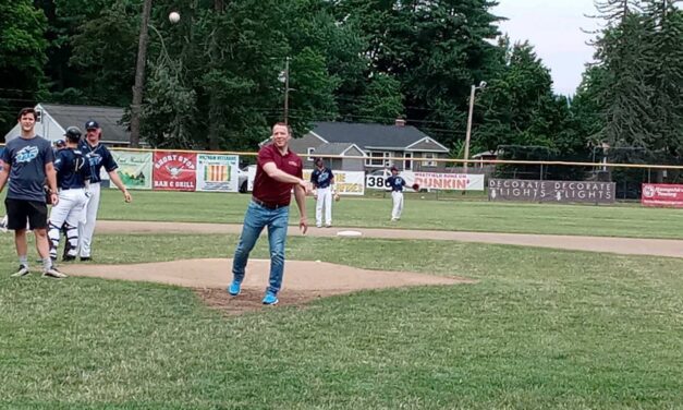 Dr. Cook throws out first pitch at Westfield Starfires game